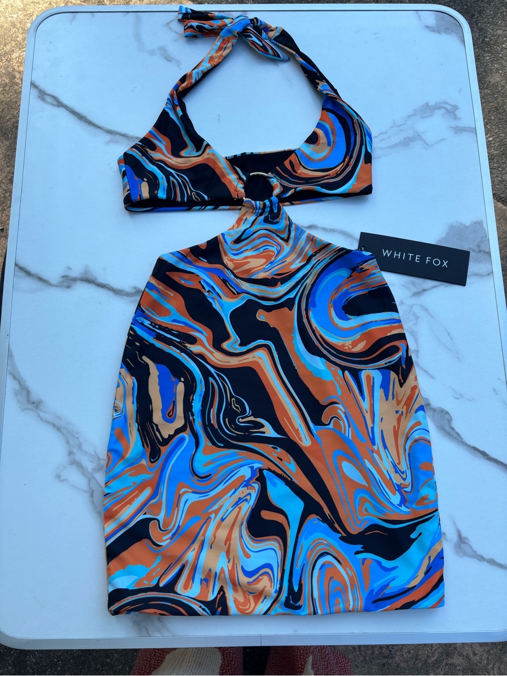White Fox boutique like no other orange swirl mini dress